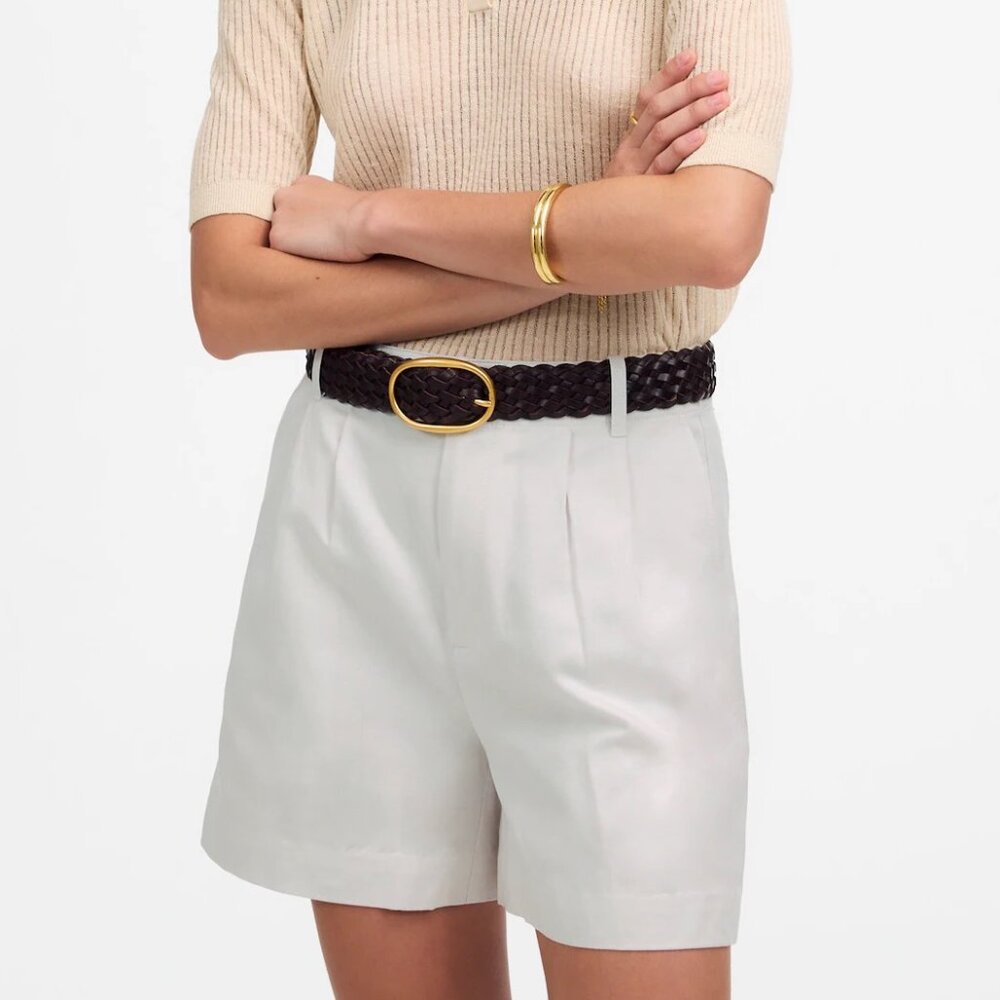 Madewell The Drapey Twill Pleated Short in White size 4 NU664